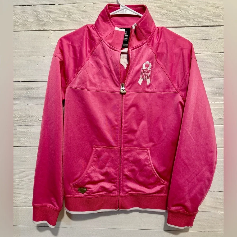 Go Broncos! Women’s Reebok zip up jacket, pink, Denver Broncos. Womens medium. - Picture 3 of 6